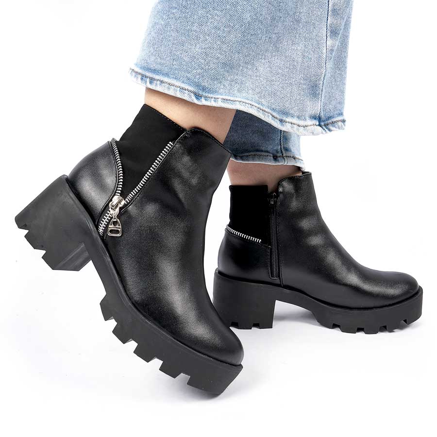 Zapatos Todo Piel Botines Botines Planos Para Mujer En Piel Negro