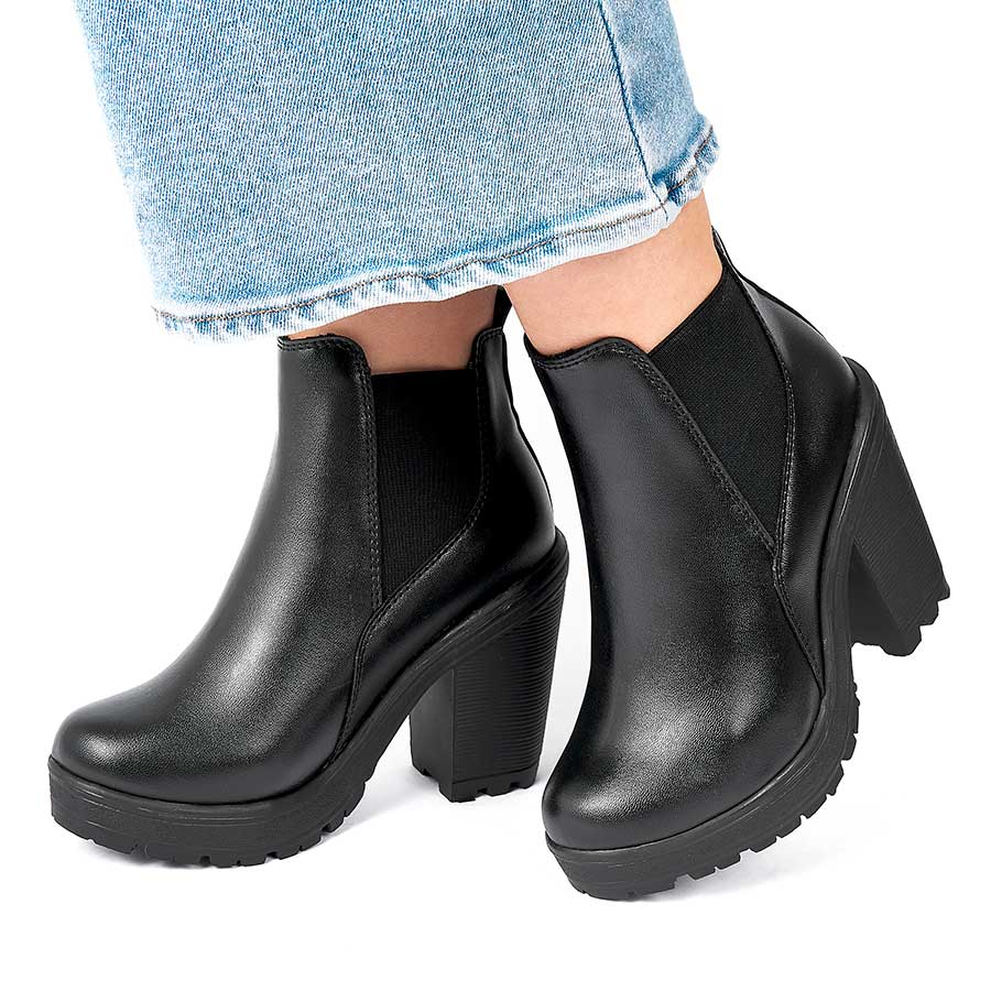 Cuero Negro Botines De Cuero Para Dama Botín Sandy Negro