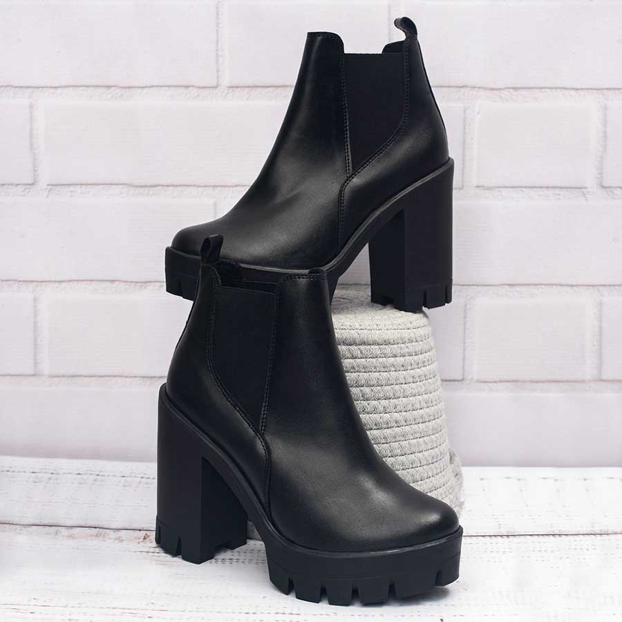 Para Dama Elegantes Calzado Botines Dama Tacón Botines De Cuero